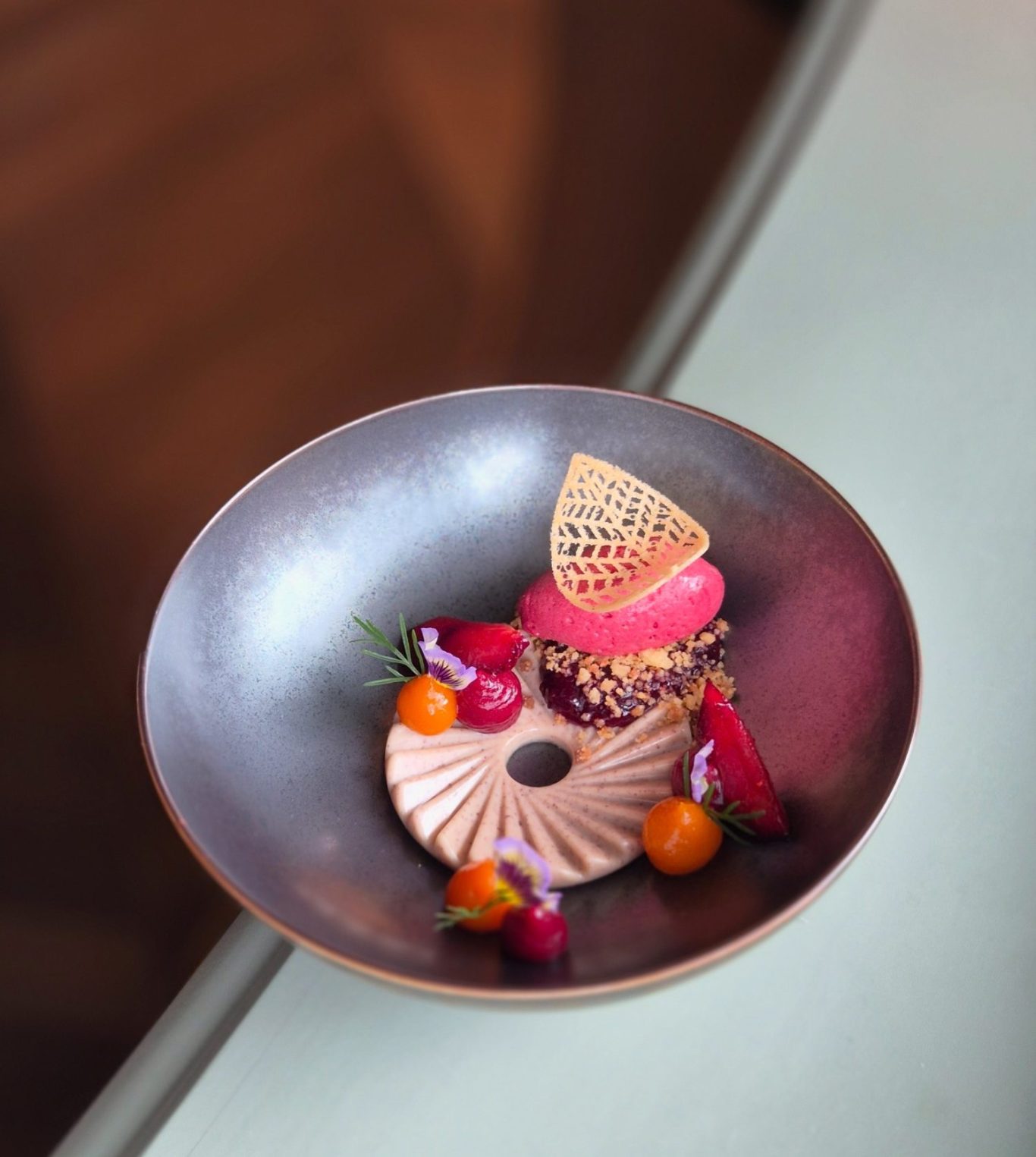 Pekanusscreme, Patissier, Patissier des Jahres, Michelin Star, Zwetschge, sanddorn, 